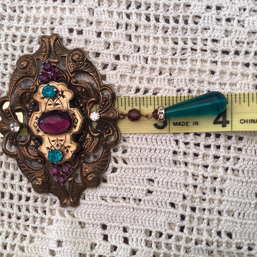 Vintage Gold and Purple Brooch - Picture 7 of 8